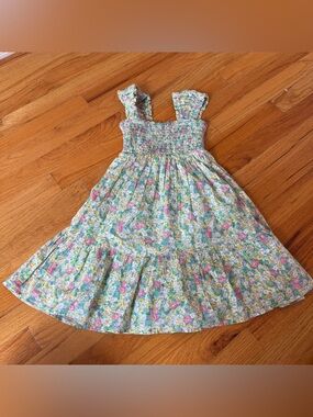 GAP KIDS Girls Multicolor Floral Cap Sleeve Smocked Flounce Dress Size XS